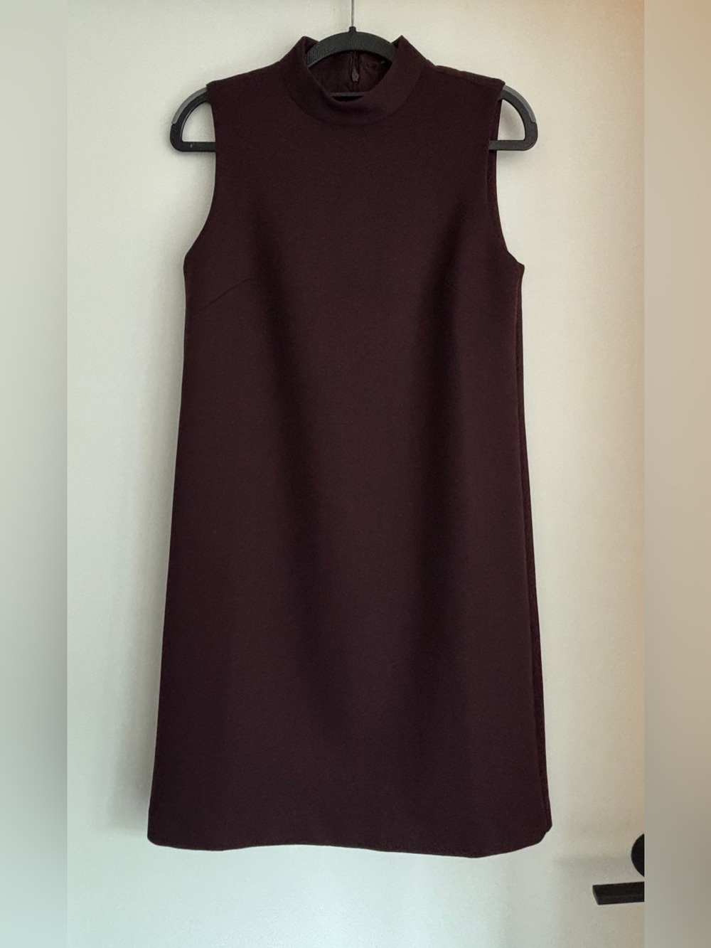 Ann Taylor Sleeveless Mock Neck Dress in Deep Burgundy